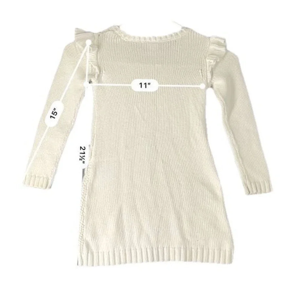 Carter's Little Girls Cable Knit Sweater Dress Sz 4T Ivory Cream Preppy‎ Clean